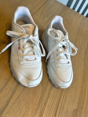 Reebok Kids White Leather Low-Top Sneakers